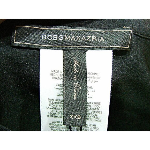 BCBGMaxazria Womens Silk Black Long Sleeve High Low Blouse Shirt Top Sz XXS NWT - Picture 6 of 12